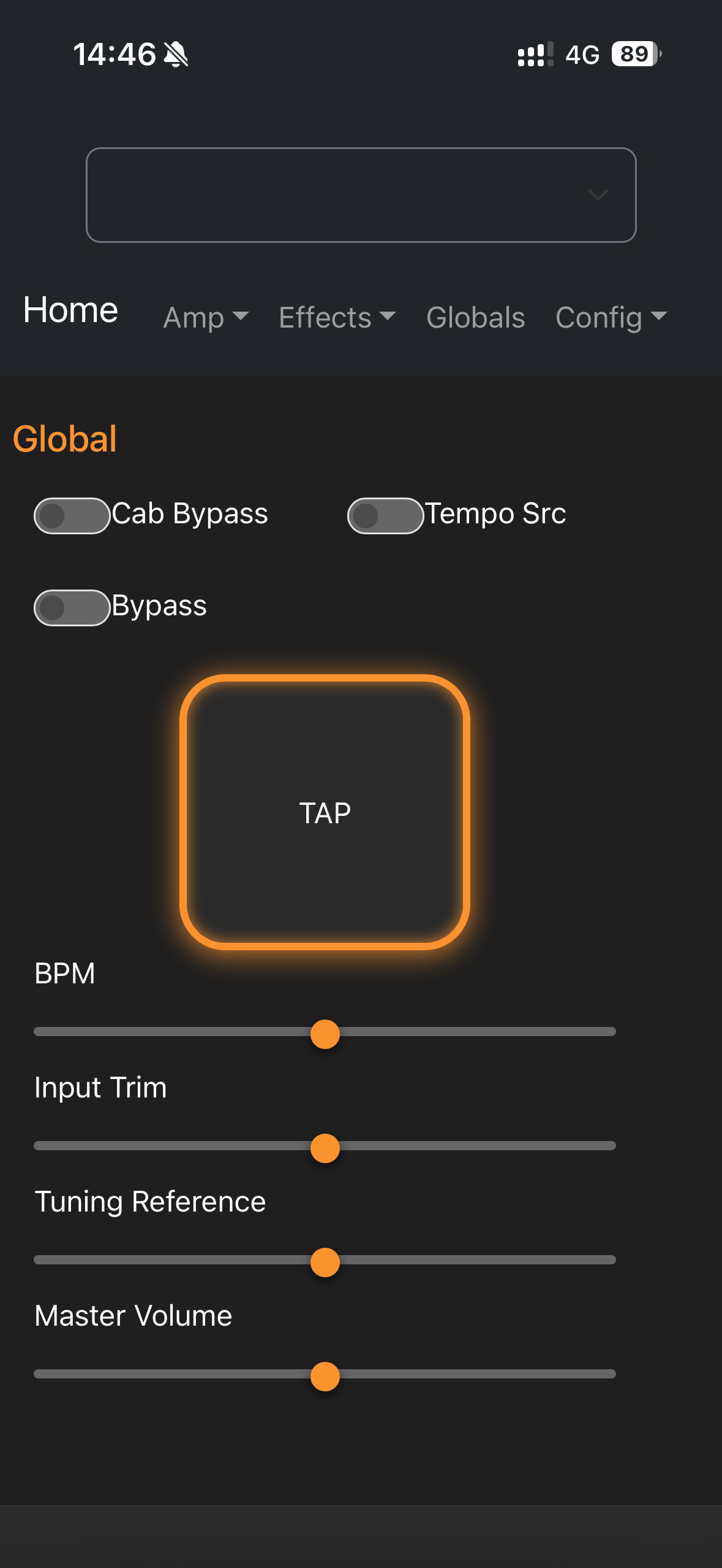 Global settings page