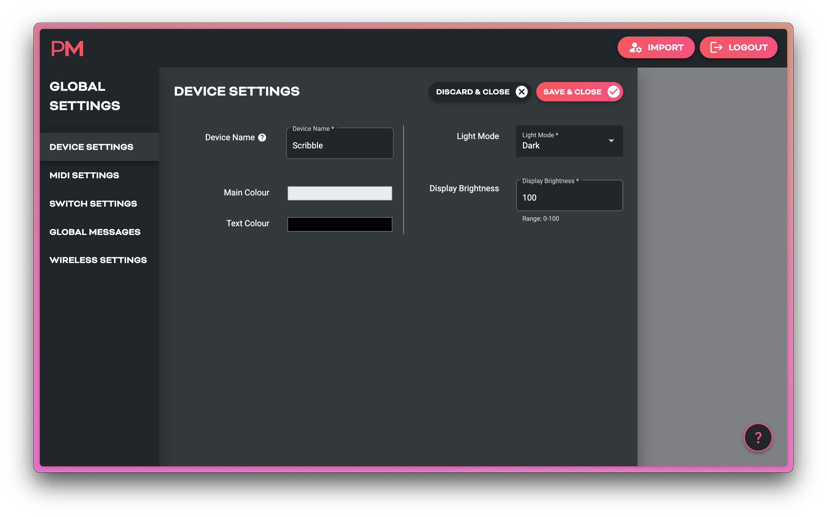 Scribble Global Settings Page